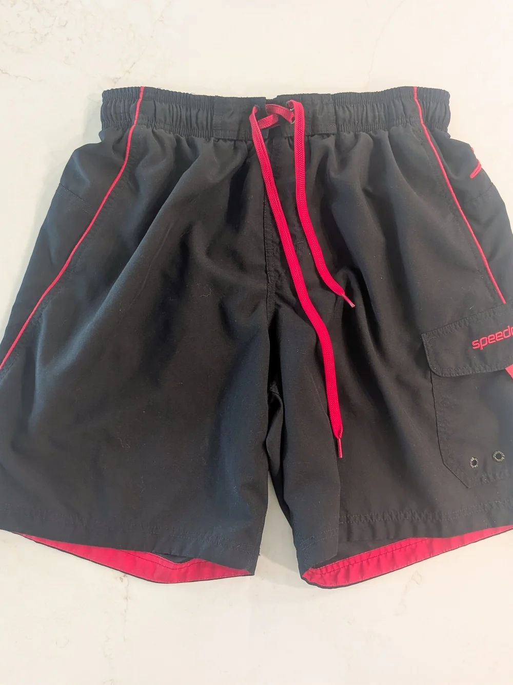 Speedo Black Swim Trunks with Pink Trim